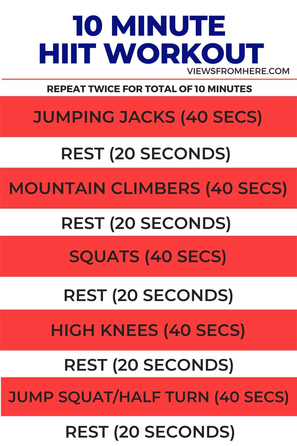 10 minute hiit workout for beginners pin