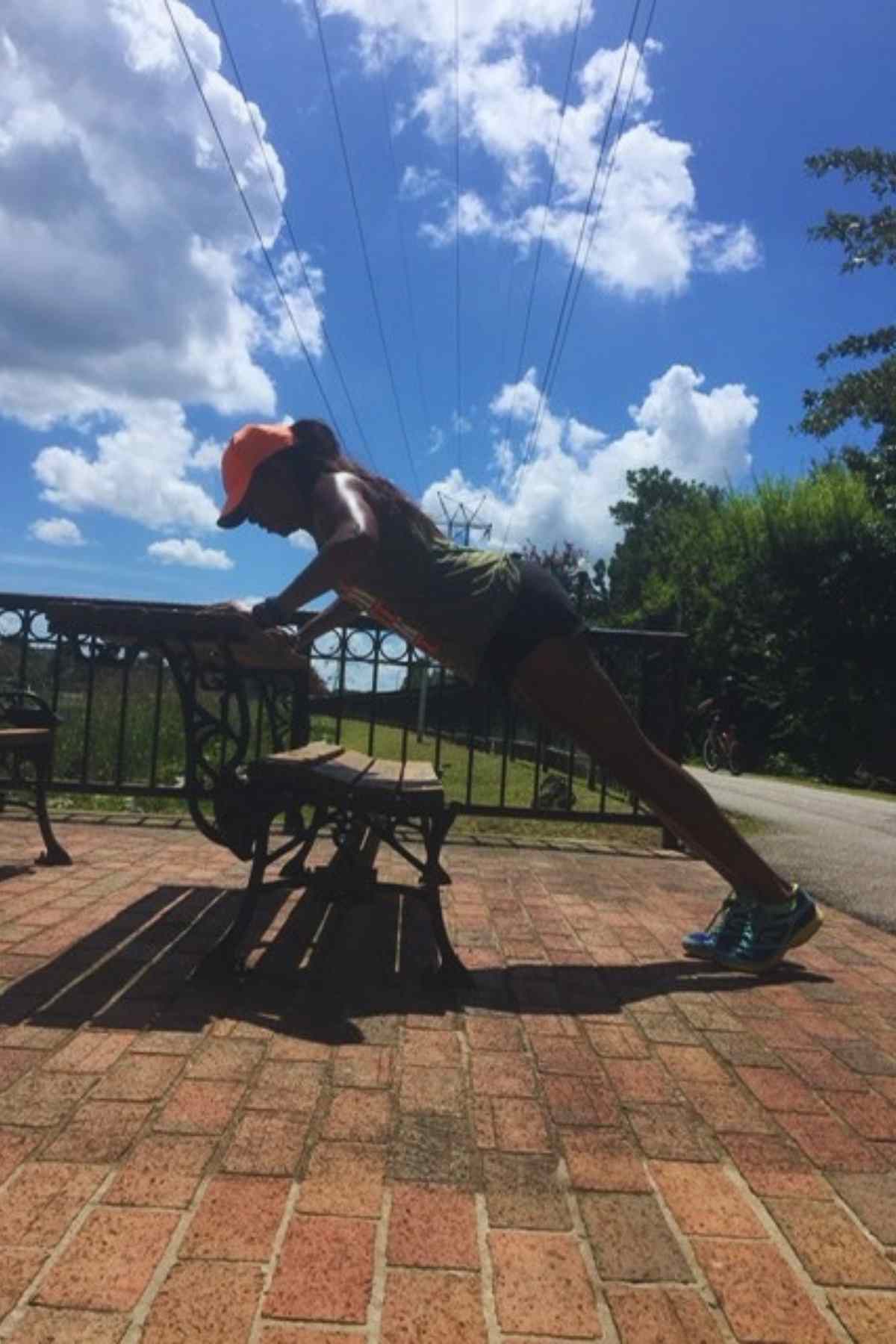 woman doing bench dips in 10 minute  hiit workout
