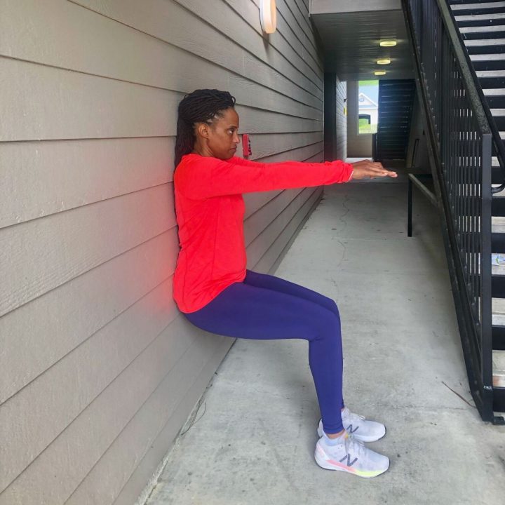wall sit as a part of total body workout at home
