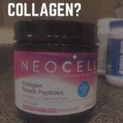 tub of collagen peptides on counter
