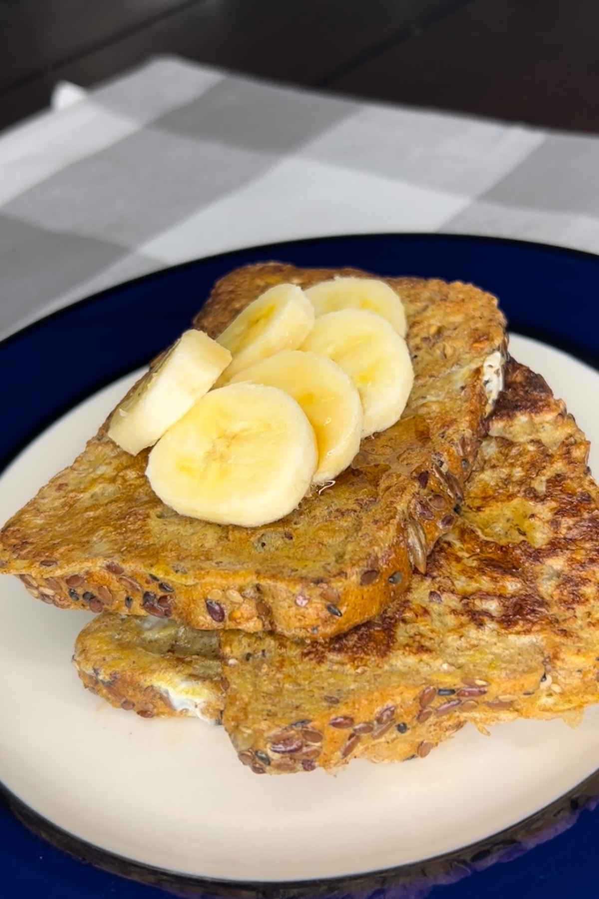 french toast topped with bananas