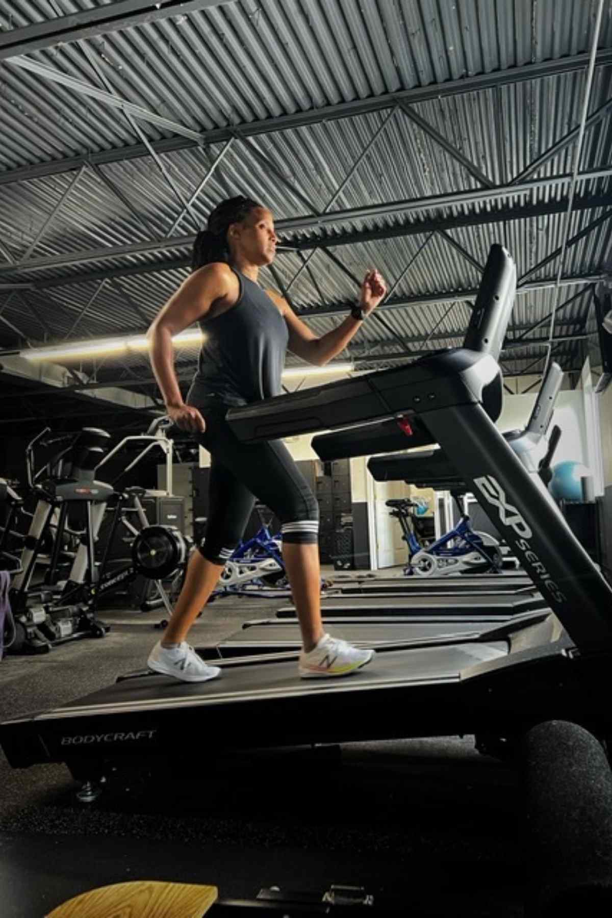 woman treadmill walking