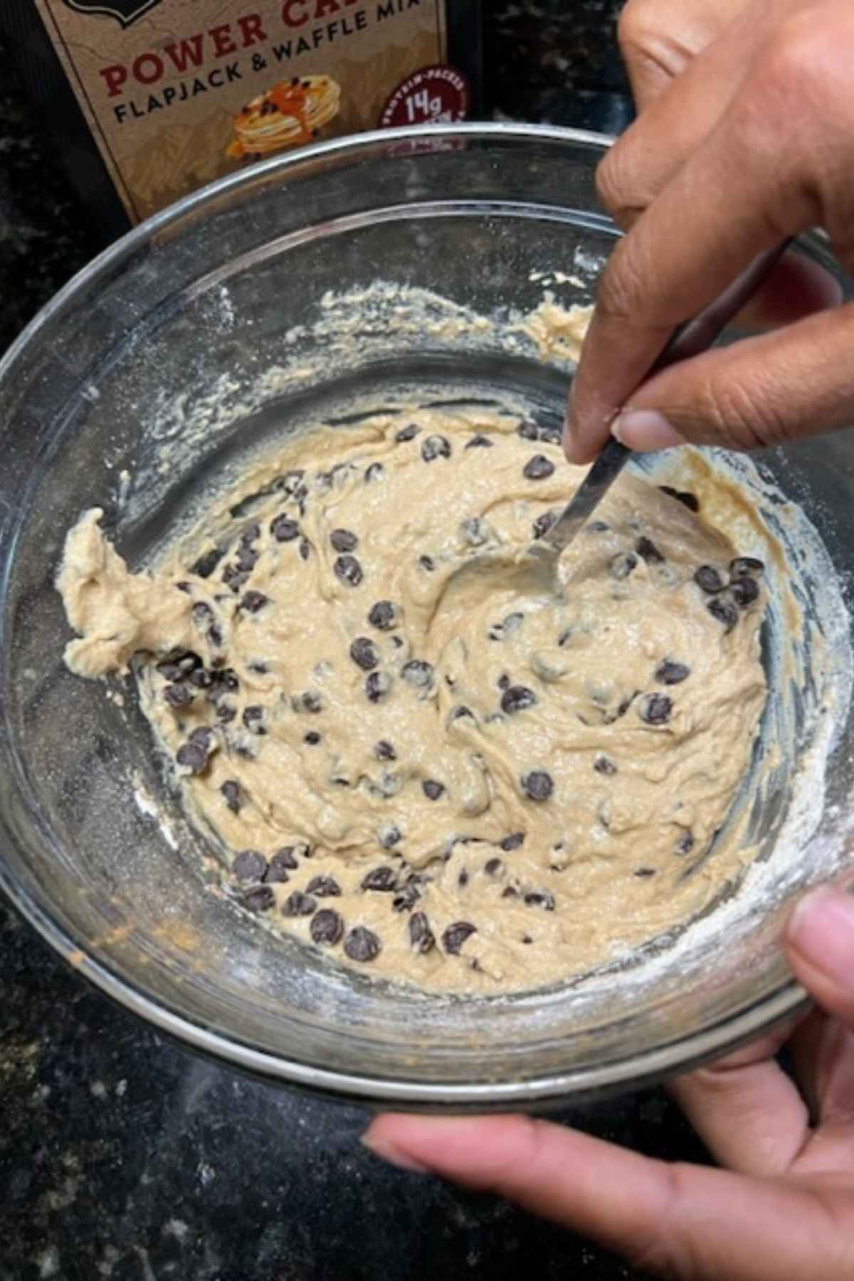mix lily chocolate chips into muffin batter
