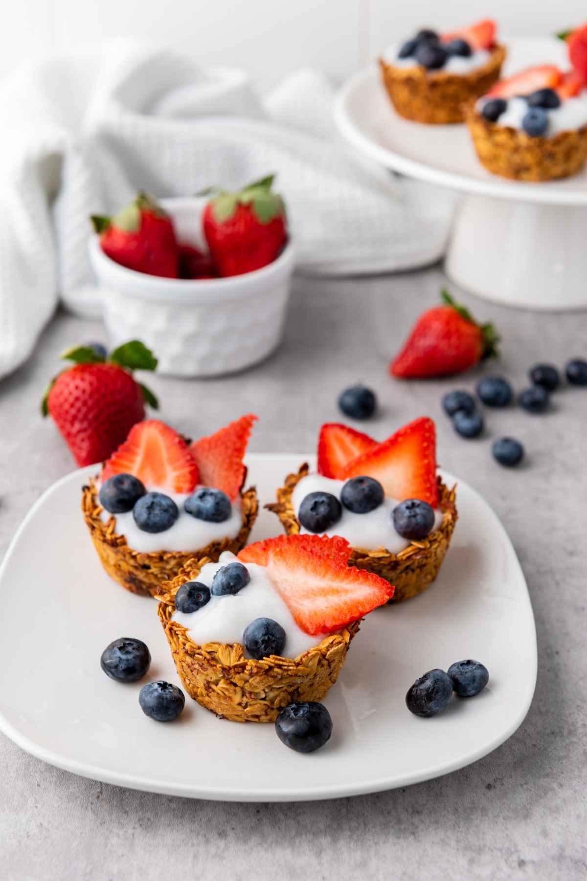 baked-Blueberry-Granola-Cups on a plate