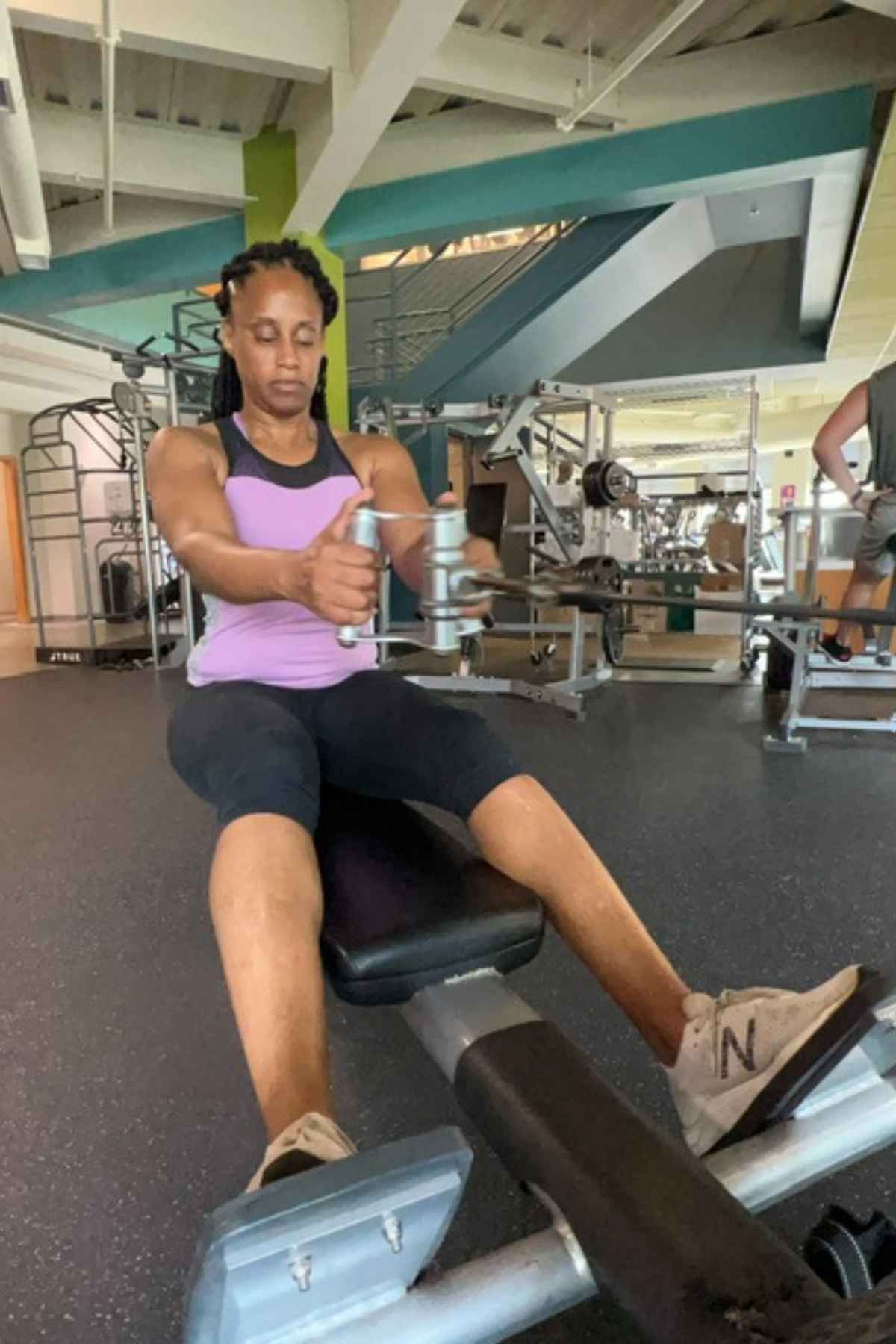 cable row in back and bicep pull workout