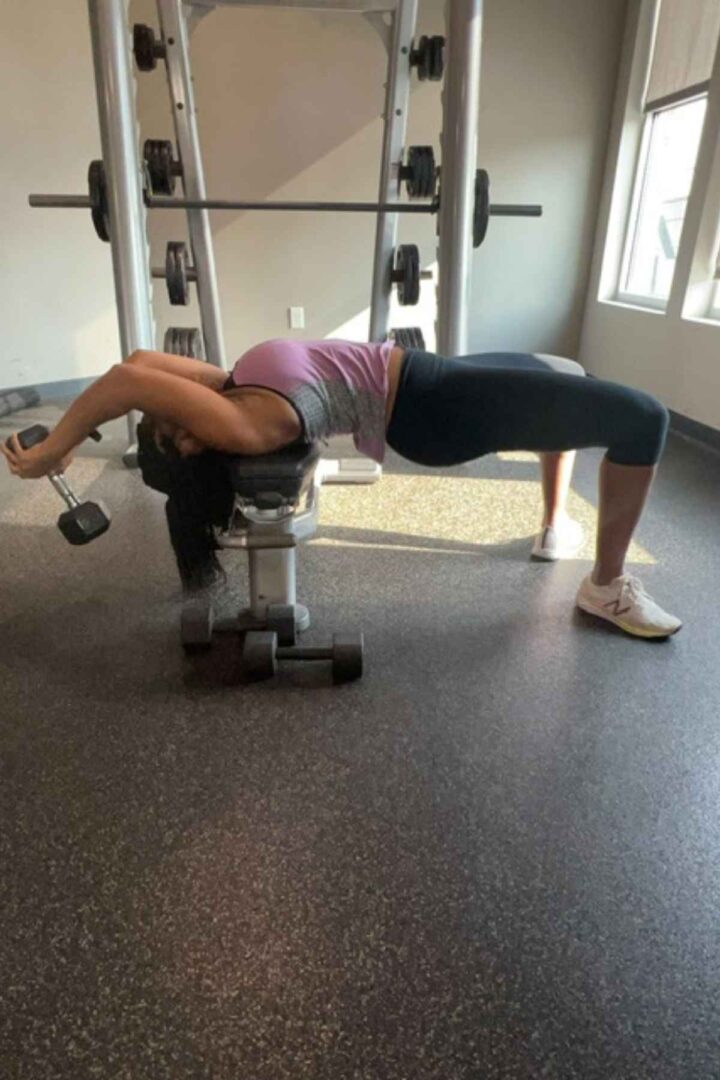 dumbbell pull overs in back and bicep pull workout